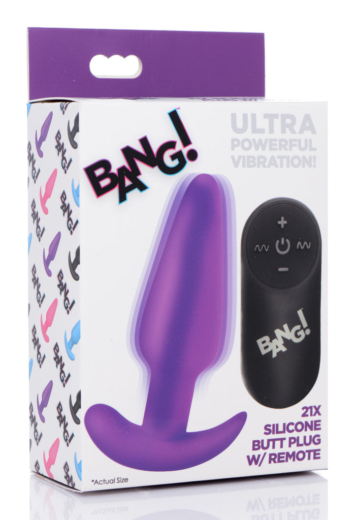 Remote Control 21X Vibrating Silicone Butt Plug - Purple