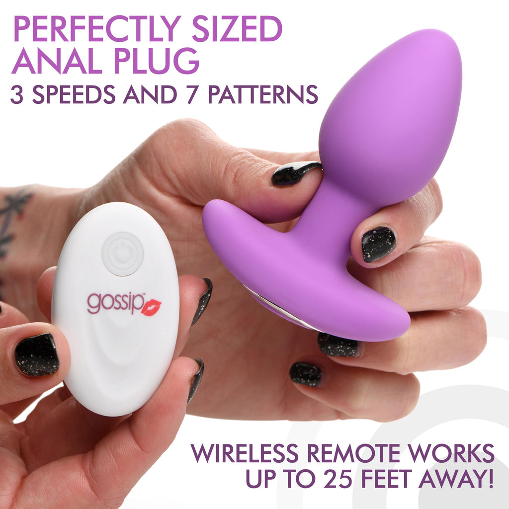 10X Pop Rocker Vibrating Silicone Plug with Remote - Violet
